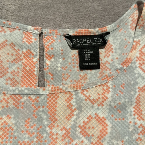 Rachel Zoe Gray/Orange Snake Print Blouse - Size: Medium-‎ Excellent Condition - Picture 2 of 5